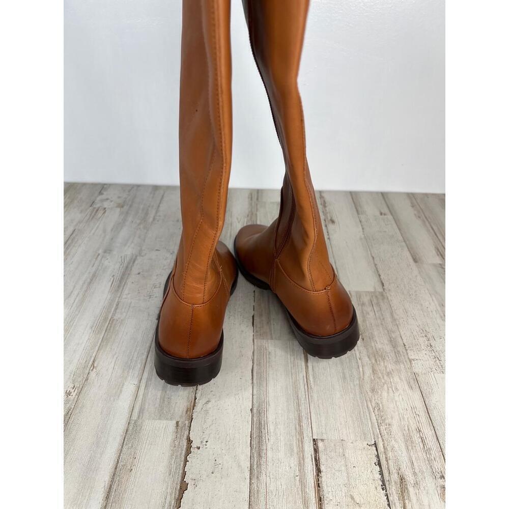 Nordstrom LEA Boots Womens Size 5.5 Tan Riding Knee-High Side Zip Classic - Picture 8 of 10